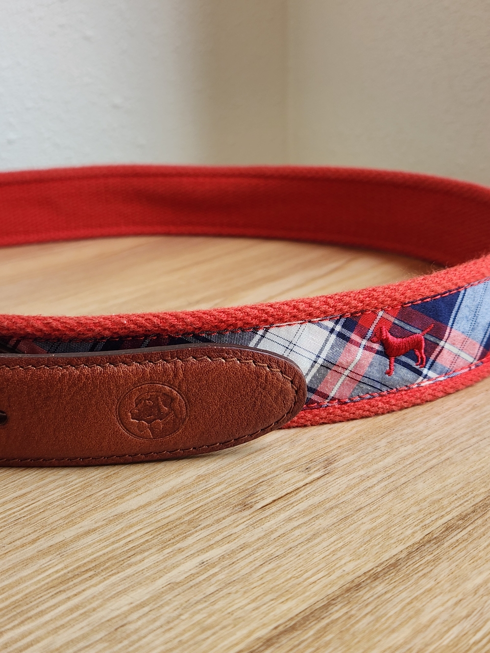 Southern Proper Red Plaid Canvas & Leather Belt